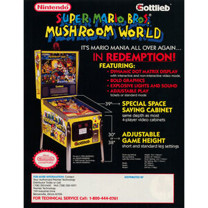Super Mario Bros Mushroom World Pinball Flyer 1992 Original 8.5" x 11" Retro